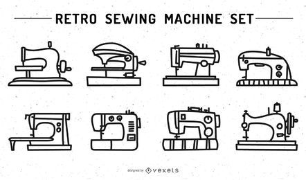 Conjunto de trazos de máquina de coser retro