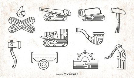 Lumberjack Stroke Icon Pack