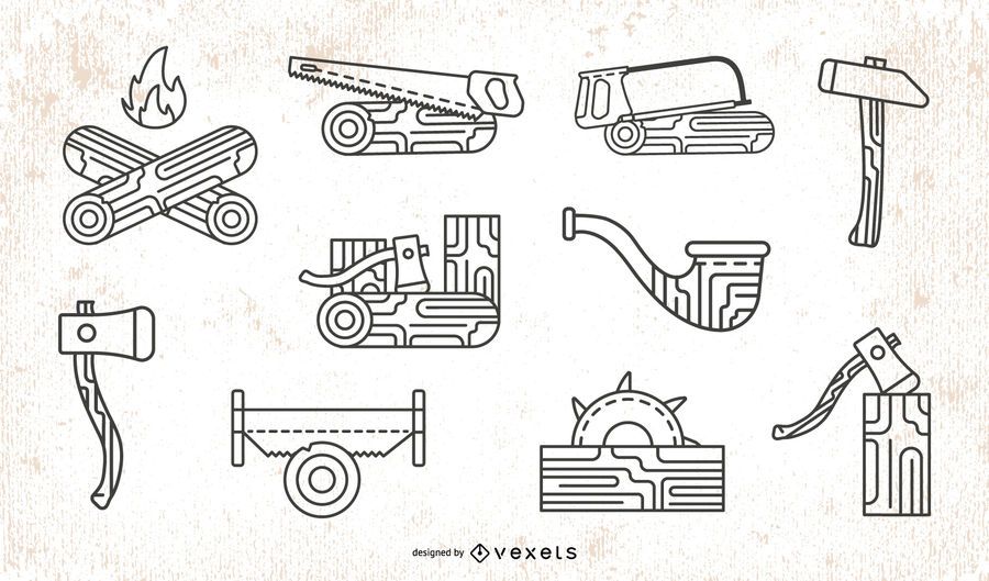 Lumberjack Stroke Icon Pack Lumberjack Stroke Icon Pack