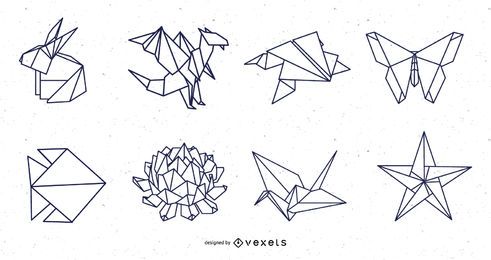 Origami-Natur- und Tierstrich-Designpaket