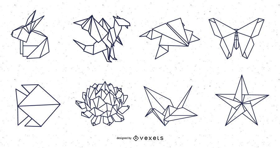 Origami Nature Elements Stroke Design Pack Origami Nature Elements Stroke Design Pack