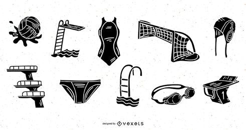 Handgezeichnetes Wassersport-Silhouette-Paket