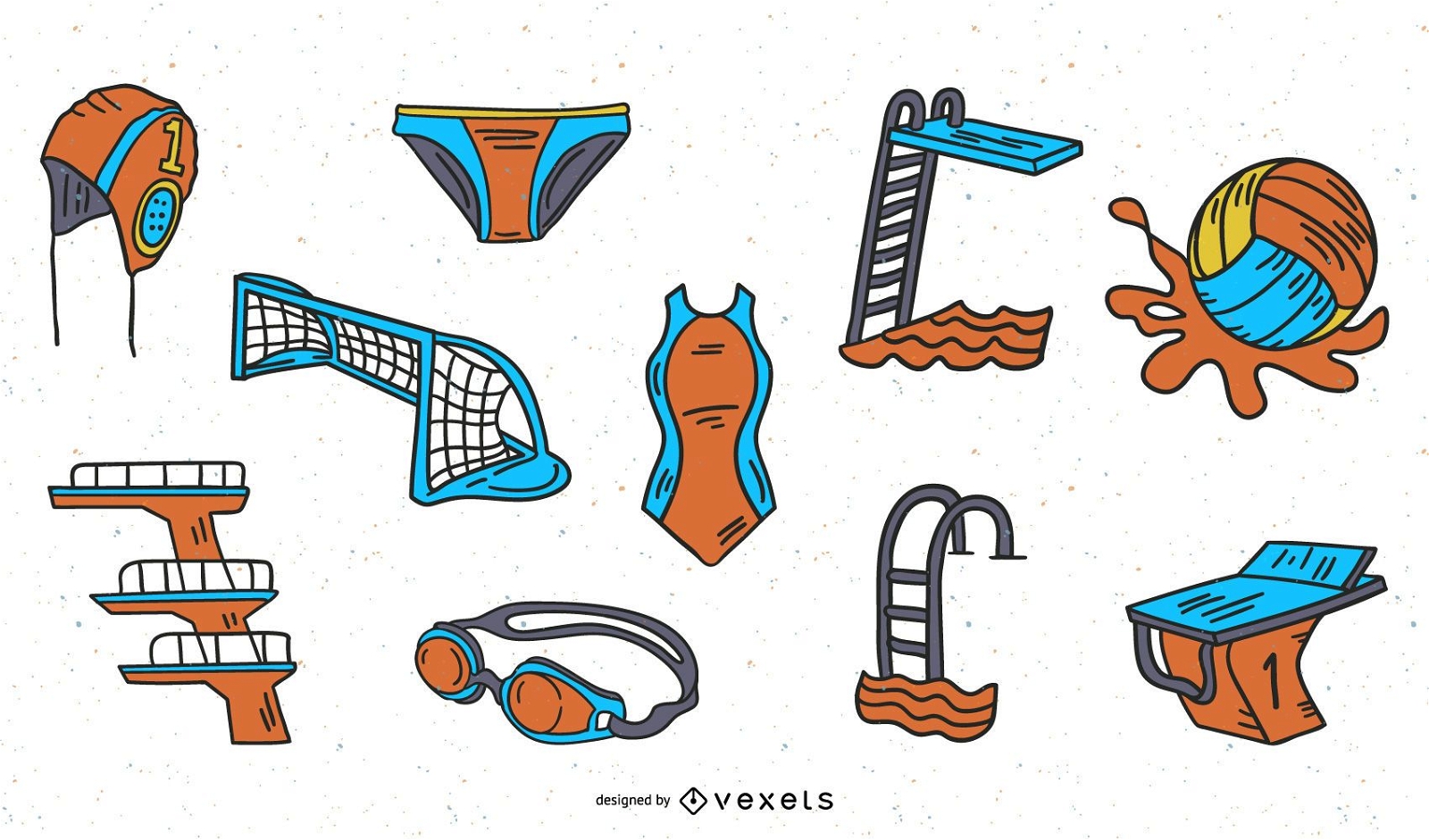 Pacote de ilustração de esportes aquáticos desenhados à mão