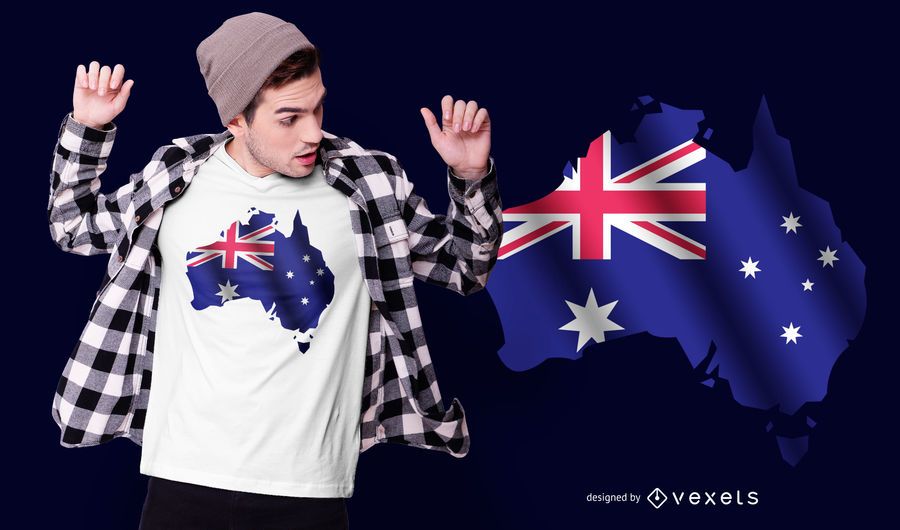Design de t-shirt de bandeira da Austrália Design de t-shirt de bandeira da Austrália