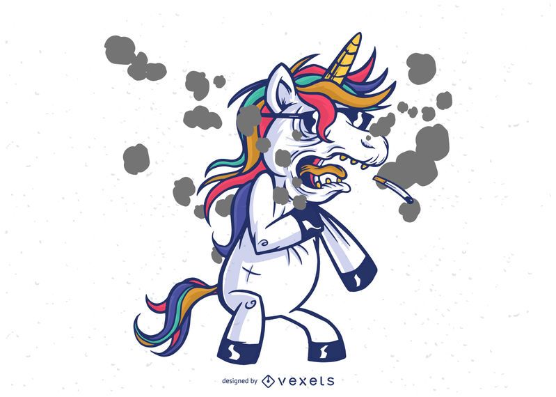 Rauchen Einhorn Charakter Design Rauchen Einhorn Charakter Design