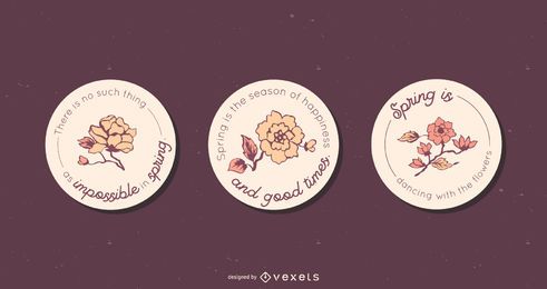 Conjunto de emblemas redondos florais de primavera