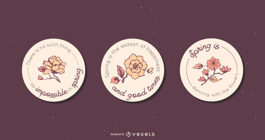 Spring Floral Round Badge Set Spring Floral Round Badge Set