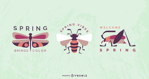 Spring Insect Badge Design Set Spring Insect Badge Design Set