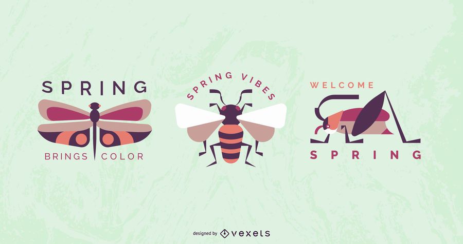 Spring Insect Badge Design Set Spring Insect Badge Design Set