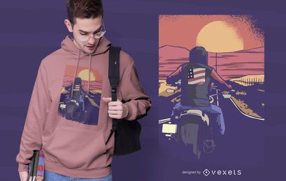 Design de t-shirt de motociclista de estrada Design de t-shirt de motociclista de estrada