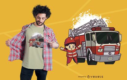 Kid Firefighter T-shirt Design Kid Firefighter T-shirt Design