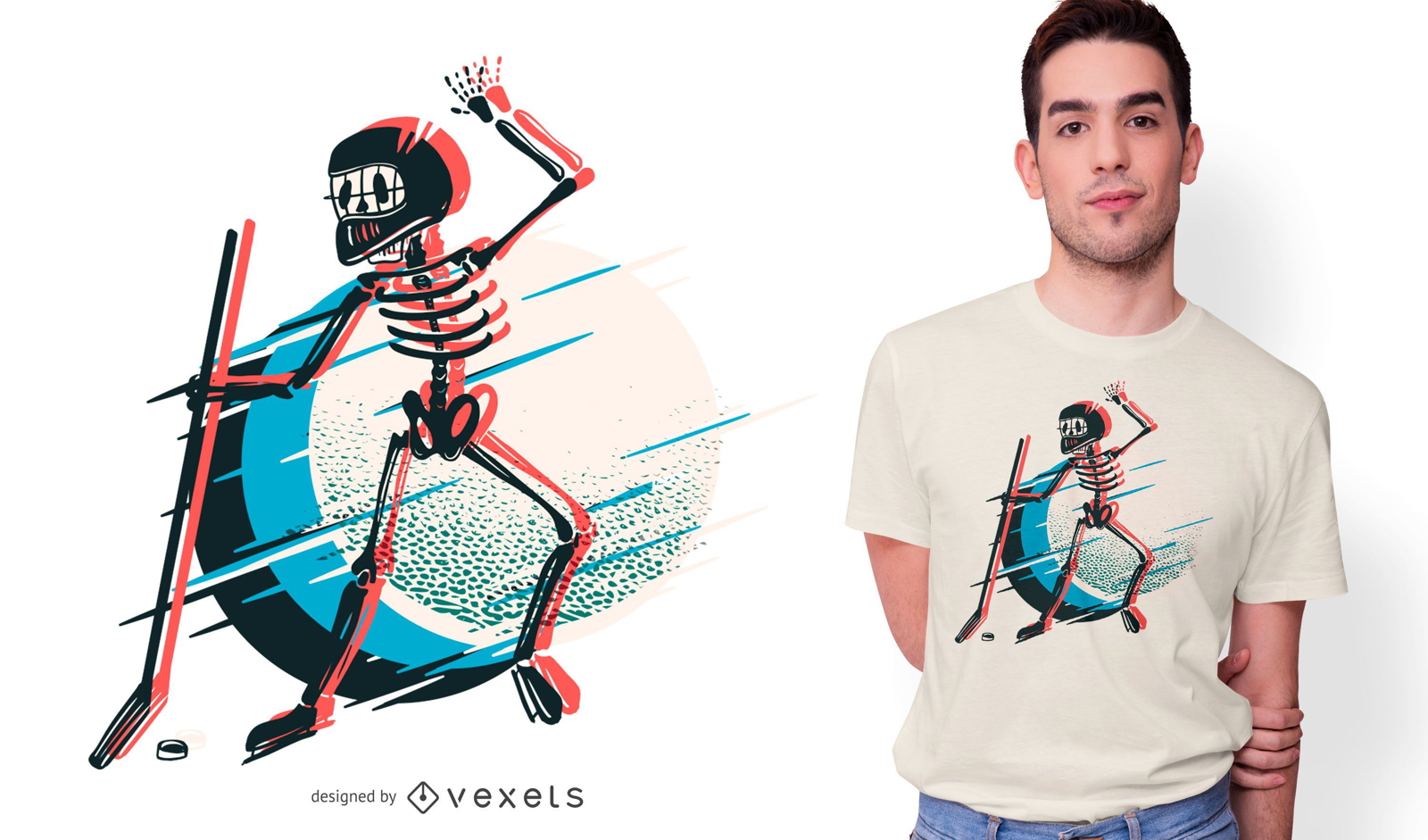 Design de camiseta de hóquei esqueleto