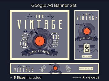 Vintage vinyl ad banner set Vintage vinyl ad banner set