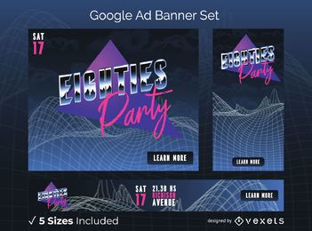 Paquete de banner de anuncios de Google para fiestas de los 80 Paquete de banner de anuncios de Google para fiestas de los 80
