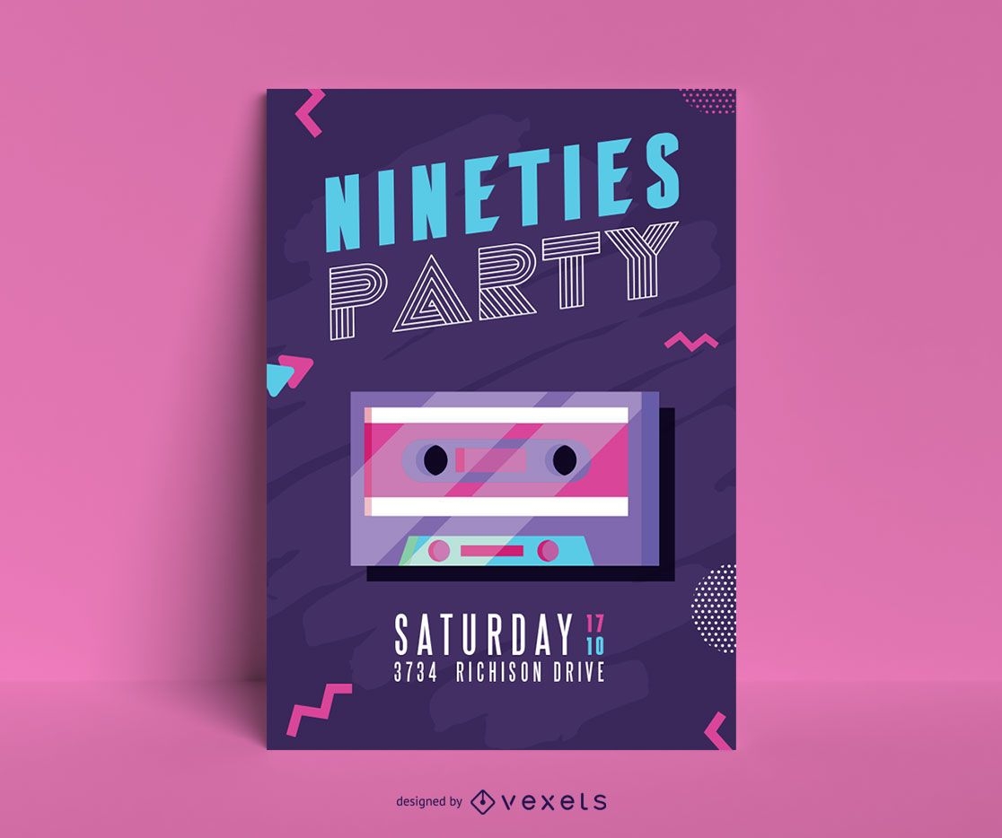 Neunziger Party Poster Design Vorlage