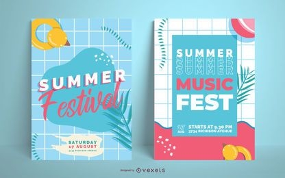 Diseño de carteles de fiesta de festival de verano