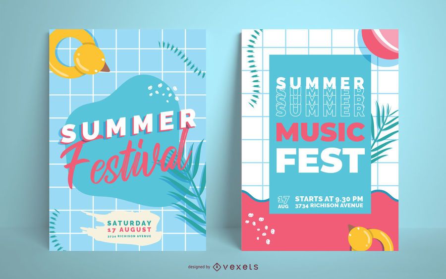 Diseño de carteles de fiesta de festival de verano Diseño de carteles de fiesta de festival de verano