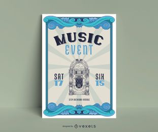 Diseño de cartel vintage de evento musical