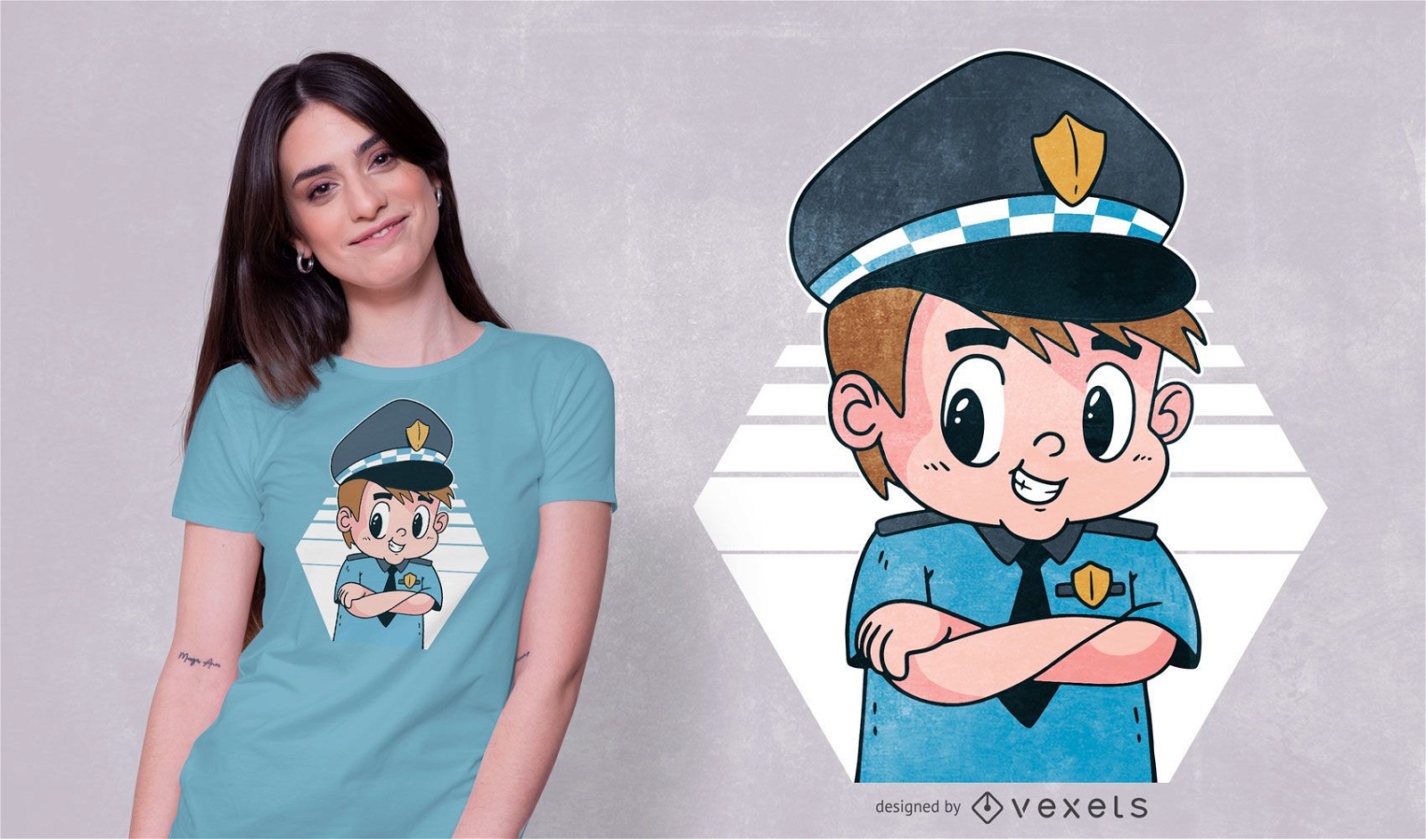 Design de camiseta do Police Kid Cartoon