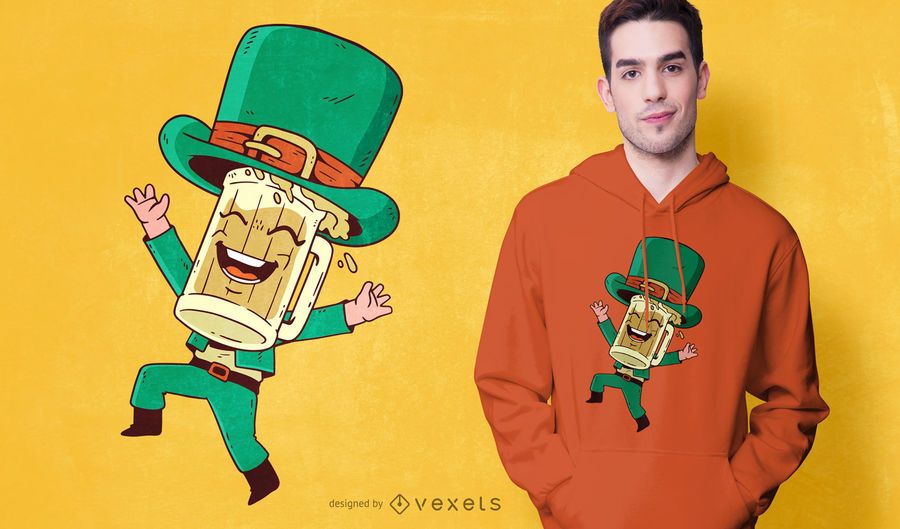Diseño de camiseta de dibujos animados de cerveza del día de San Patricio Diseño de camiseta de dibujos animados de cerveza del día de San Patricio