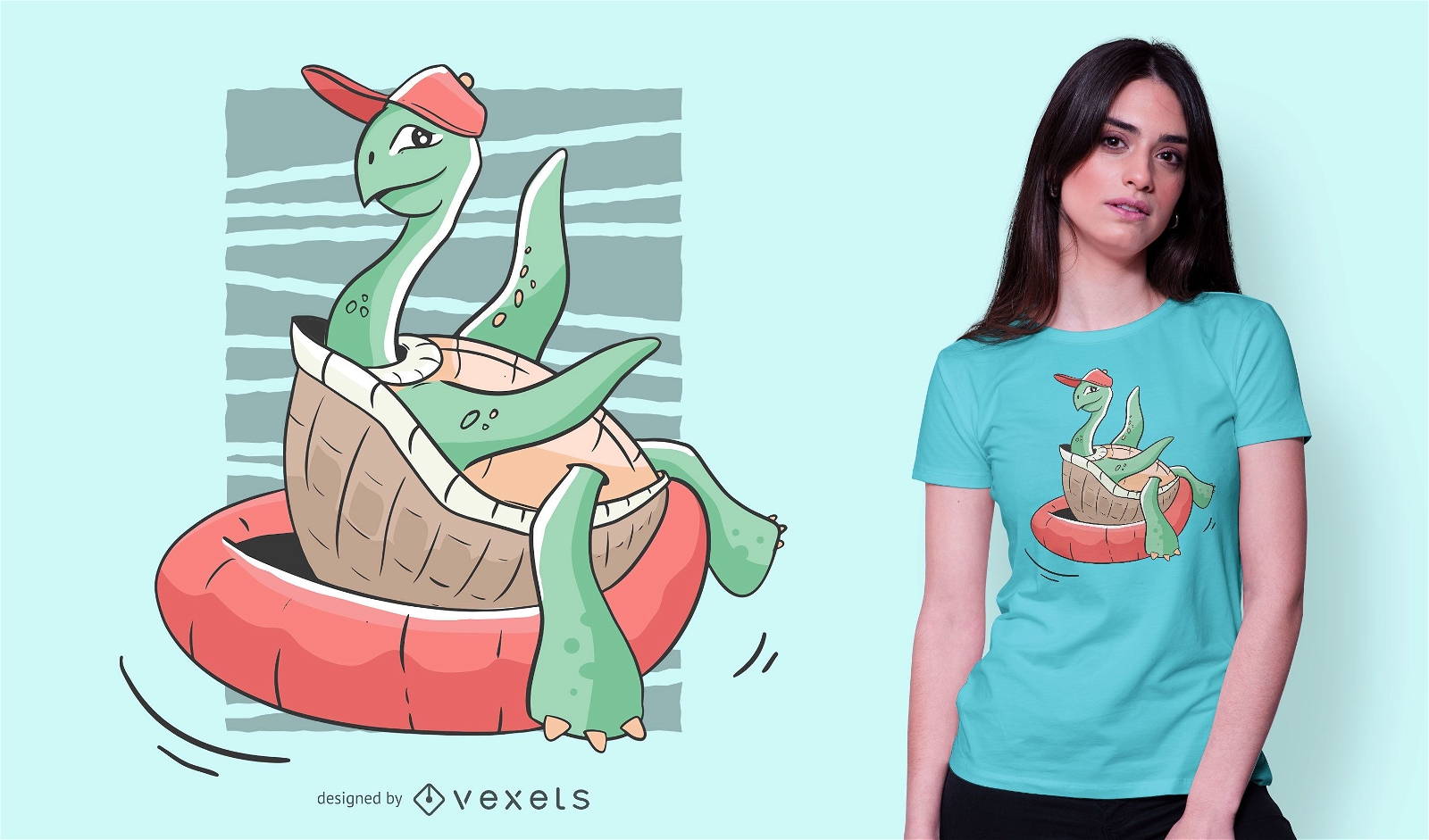 Design de t-shirt flutuante tartaruga