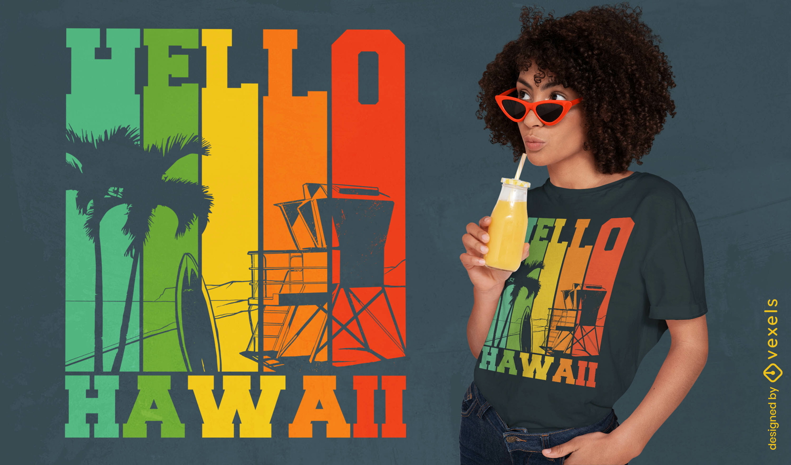 Aloha hawaii colorido diseño de camiseta.