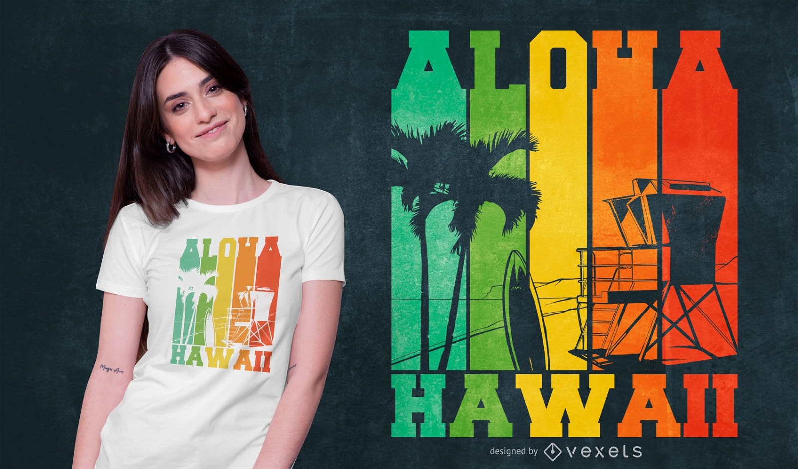 Dise?o de camiseta colorida aloha hawaii