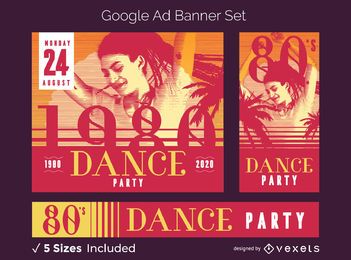 Retro party ad banner set
