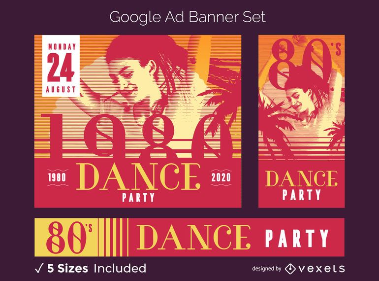 Retro party ad banner set Retro party ad banner set