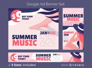 Conjunto de banner de anúncio de verão