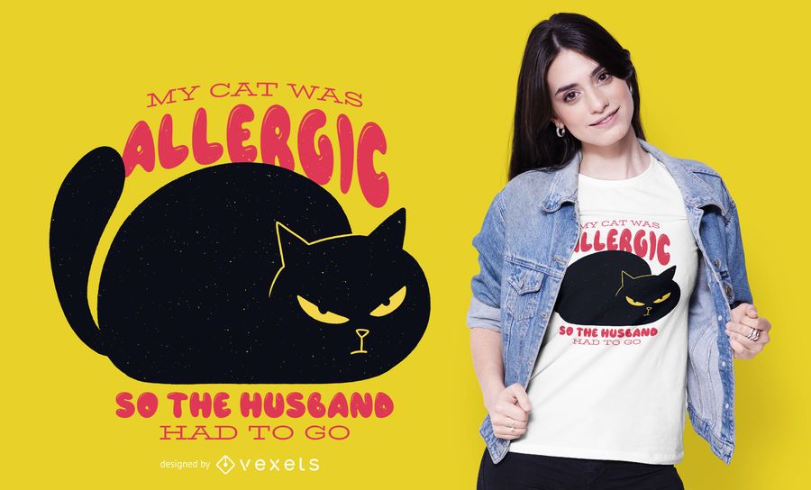 Design de t-shirt de gato alérgico Design de t-shirt de gato alérgico