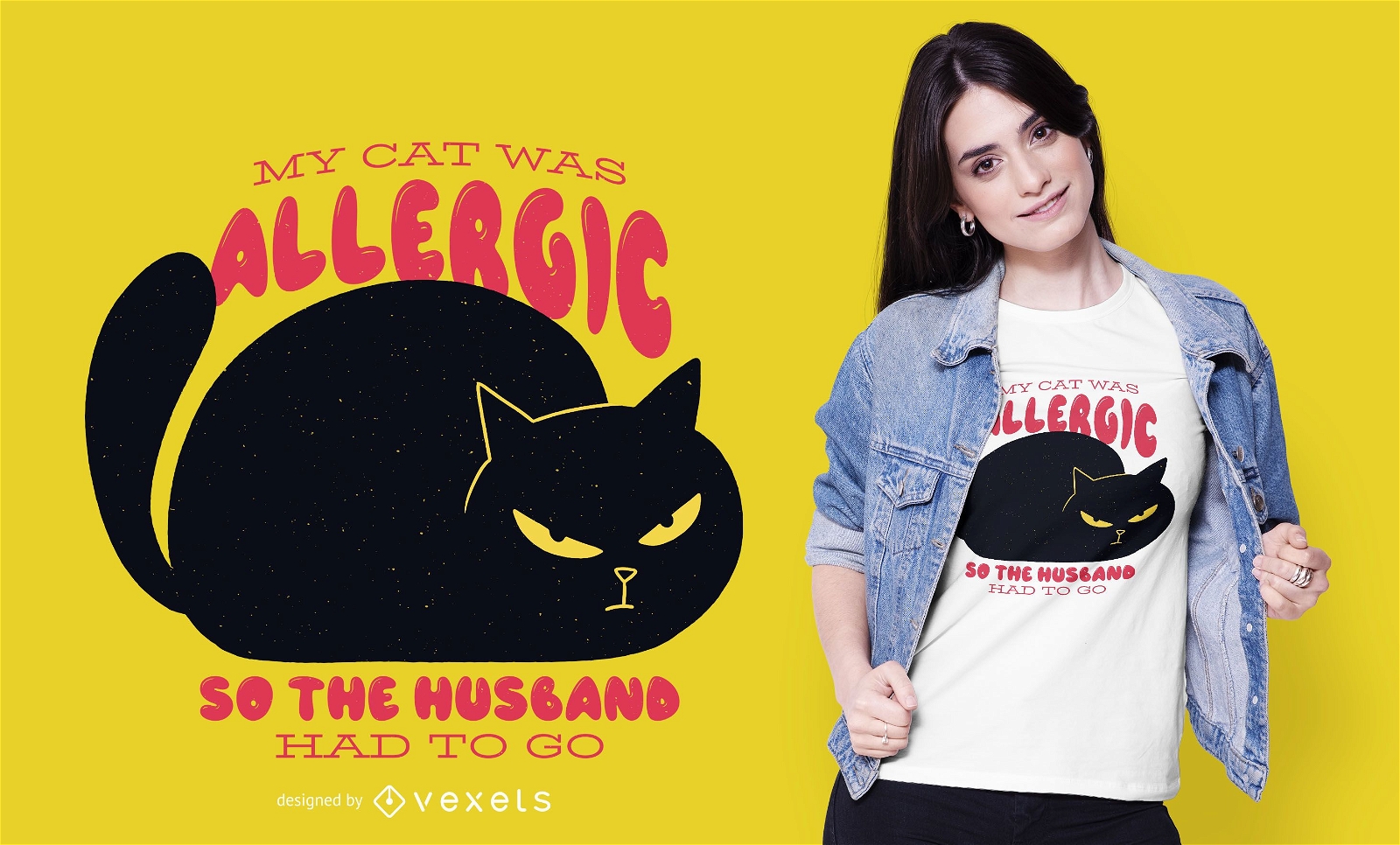 Diseño de camiseta de gato alérgico.