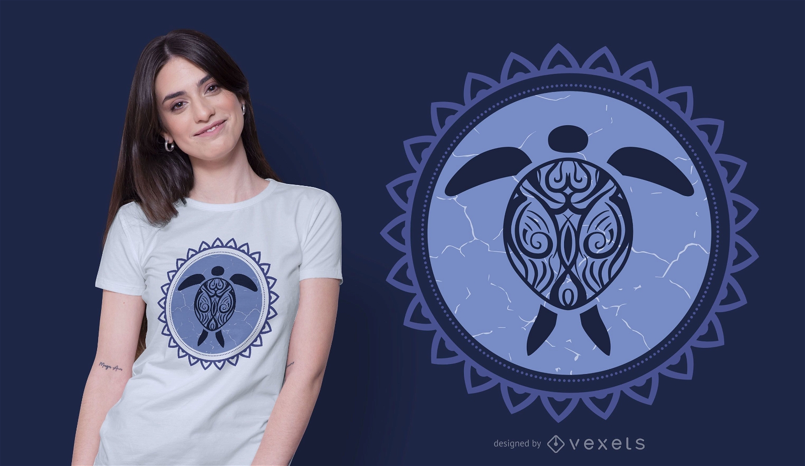 Design de t-shirt de tartaruga tribal