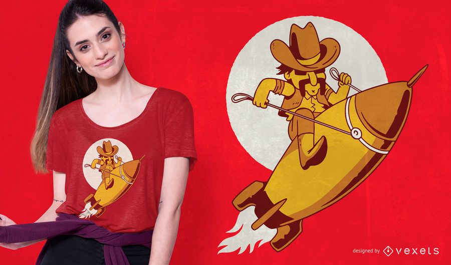 Diseño de camiseta de vaquero cohete Diseño de camiseta de vaquero cohete