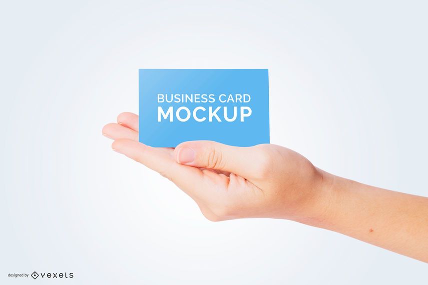 Business card in hand mockup Business card in hand mockup