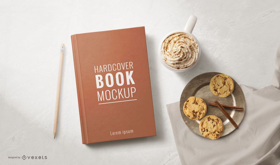 Hardcover Book With Food Mockup Hardcover Book With Food Mockup
