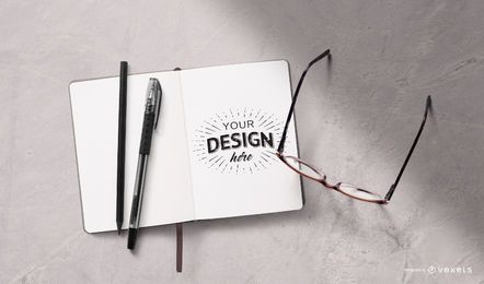 Maquete de papel de carta aberto