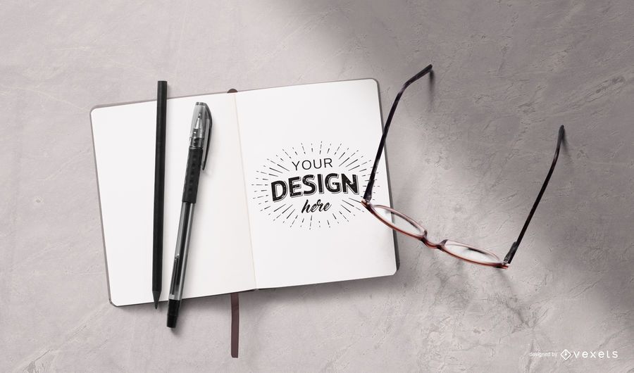Open notebook stationery mockup Open notebook stationery mockup