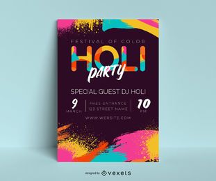 Diseño de cartel de fiesta Holi