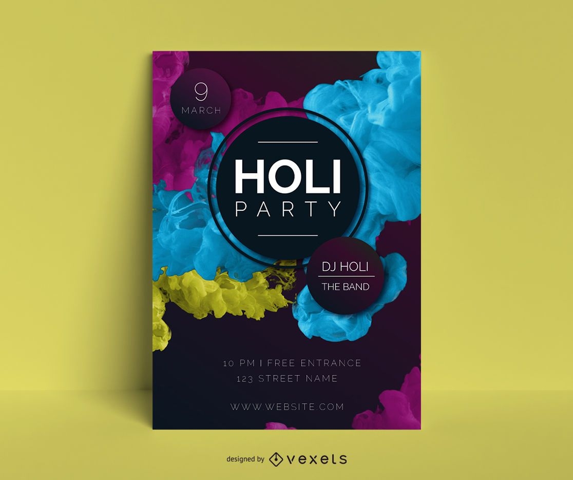 Holi Party Event Poster Design