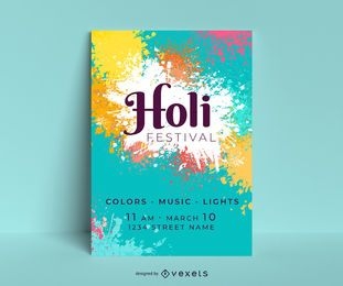 Diseño de carteles editables del festival Holi