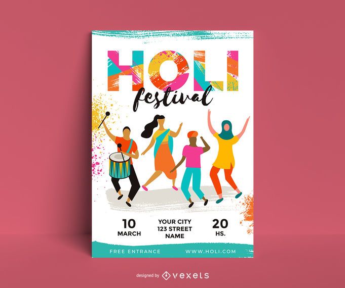 Holi Festival Charakter Poster Design Holi Festival Charakter Poster Design