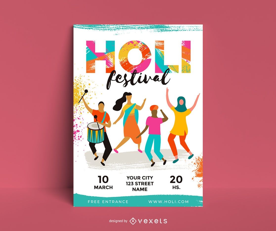 Holi Festival Charakter Poster Design