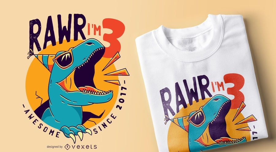 Dinosaur Birthday T-shirt Design - Vector Download