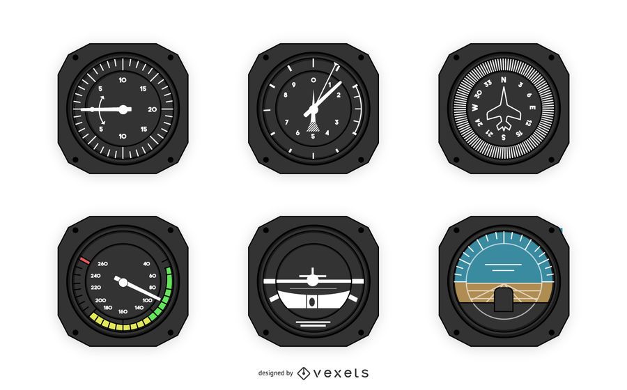 Airplane Cockpit Instruments Design Set Airplane Cockpit Instruments Design Set