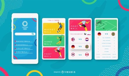 Design-Vorlage für die mobile Benutzeroberfläche von Olympic Sports