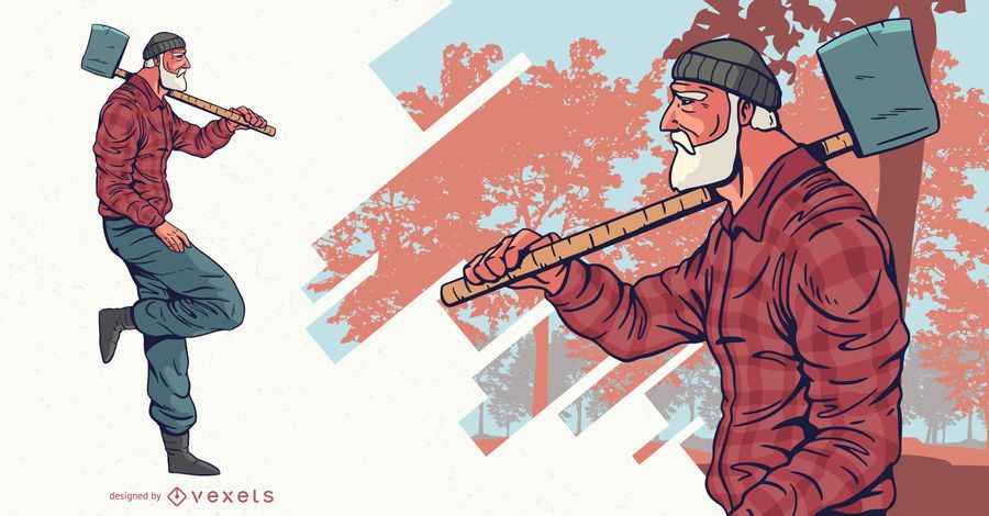 Lumberjack with axe character design Lumberjack with axe character design