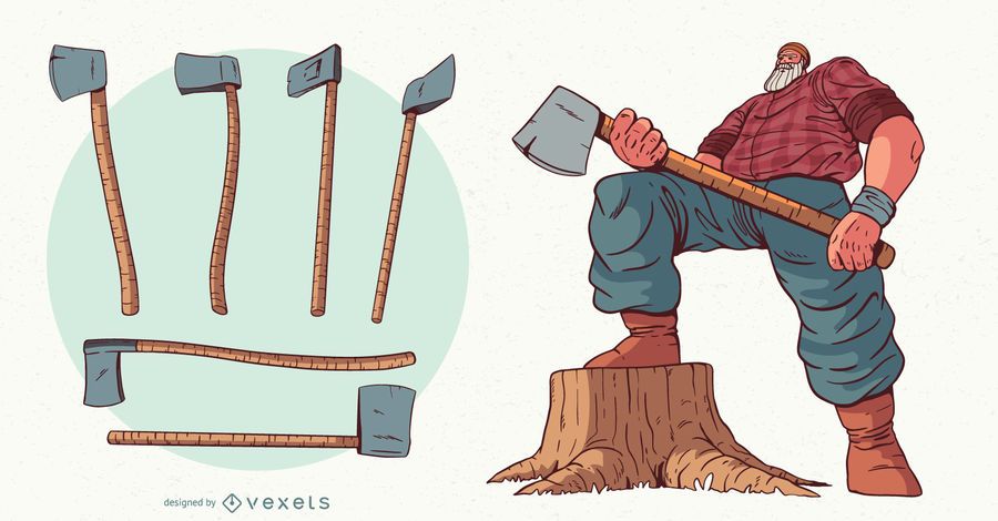 Holzfäller Achsen Charakter Illustration Holzfäller Achsen Charakter Illustration