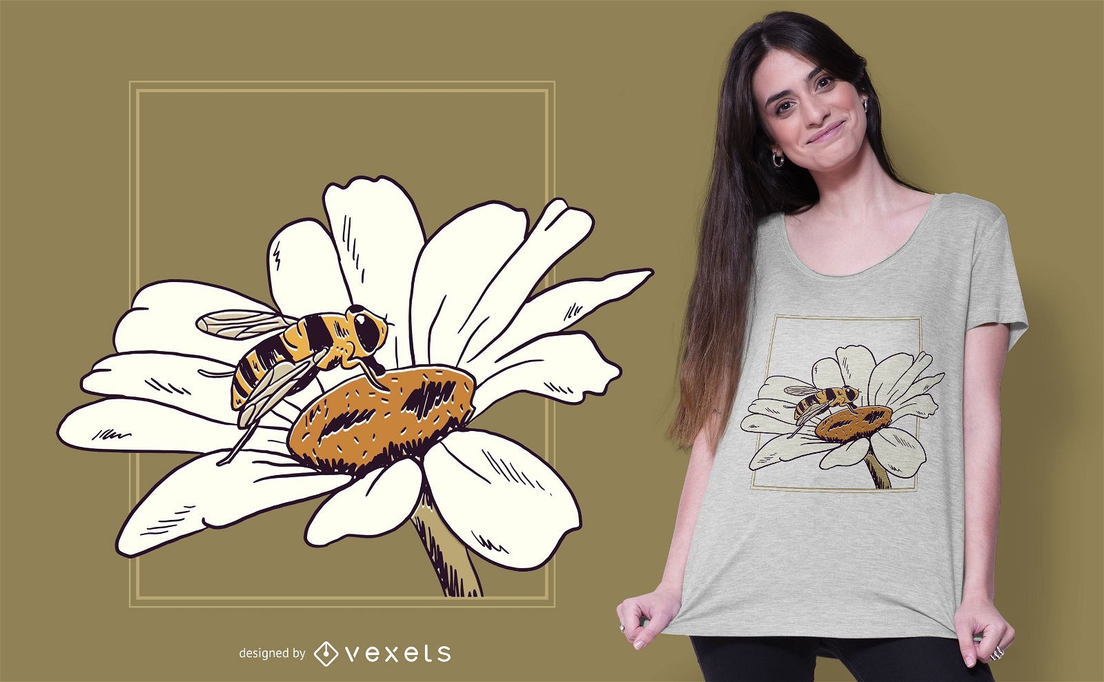 Bee flower t-shirt design