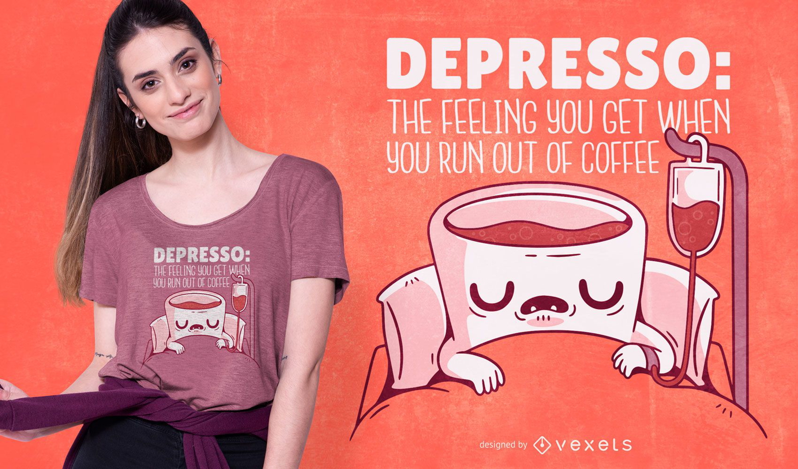 Diseño de camiseta de cita de café depresso